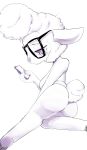  absurd_res bovid butt caprine clothing dawn_bellwether disney eyewear female glasses hi_res hooves invalid_tag mammal nude phone sheep sitting solo wool_(disambiguation) zootopia ヤジーマ 