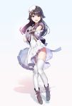  1girl alternate_costume animal_ears ann_(ann58533111) azur_lane bangs black_hair blush bow breasts brown_eyes choukai_(azur_lane) commentary_request eyebrows_visible_through_hair full_body gloves hair_between_eyes hair_ornament highres large_breasts long_hair looking_at_viewer open_mouth skirt smile solo thighhighs white_gloves white_legwear 