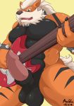  2014 anthro arcanine balls bass_guitar claws erection fur guitar hi_res maldu male muscular muscular_male musical_instrument nintendo nude orange_fur penis pok&eacute;mon pok&eacute;mon_(species) rock_out_with_your_cock_out signature simple_background solo video_games 