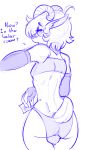  anthro armwear big_butt bovid butt caprine clothed clothing condom english_text girly gloves hair handwear horn looking_at_viewer looking_back male mammal monochrome pivoted_ears sheep simple_background solo text underwear wide_hips 