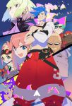  aina_ardebit blonde_hair blue_eyes blue_hair chest crossed_arms double_bun fire galo_thymos glasses gloves goggles green_hair highres ignis_ex jacket kray_foresight lio_fotia lucia_fex machi_(wm) multicolored_hair open_mouth pink_hair promare purple_eyes remi_puguna shirtless smile spiked_hair sunglasses two-tone_hair varys_truss 