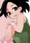  absurdres black_hair blush brown_eyes child dororo_(character) dororo_(tezuka) hands_on_own_knees highres looking_at_viewer open_mouth sakana_(wani) sitting smile 