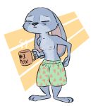  anthro breasts closed clothed clothing coffee_mug cup disney eyes_closed female floppy_ears fur grey_fur holding_object invalid_tag judy_hopps lagomorph leporid mammal mostly_nude nipples rabbit solo tggeko topless underwear zootopia 