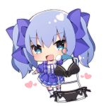  1girl :d absurdres bangs big_head bikini black_bikini blue_bow blue_dress blue_eyes blue_footwear blue_hair blush bow bow_bikini chibi clothes_hanger dress eyebrows_visible_through_hair frilled_dress frills full_body gloves hair_between_eyes hair_bow heart heart-shaped_pupils highres holding looking_at_viewer nijisanji open_mouth pleated_dress puffy_short_sleeves puffy_sleeves sapphire_(sapphire25252) short_sleeves side-tie_bikini simple_background smile solo swimsuit symbol-shaped_pupils thighhighs twintails v-shaped_eyebrows virtual_youtuber white_background white_gloves white_legwear yuuki_chihiro 
