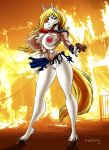  anna_(sailoranna) anthro big_breasts blonde_hair breasts clothing equid equine female fur gun hair hi_res horse jilo mammal nipple_outline nipples pussy ranged_weapon solo torn_clothing weapon white_fur 