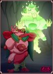 3_toes 4_fingers absolum_(game) absurd_res amphibian annaengine anthro areola balls barefoot belly biceps big_areola big_breasts big_nipples big_penis biped breasts brome_(absolum) burning busty_boy_(lore) cape cape_only cave clothing colored_fire digital_drawing_(artwork) digital_media_(artwork) duo facial_markings feet fingers fire flaccid foreskin frog front_view genitals gesture glans glowing glowing_body glowing_eyes gradient_body green_body green_fire green_nipples green_penis gynomorph head_markings hi_res hovering huge_breasts humanoid_genitalia humanoid_penis intersex jojo_pose levitation looking_at_viewer magic magic_user male_(lore) markings membrane_(anatomy) mostly_nude multicolored_body navel nipples nude penis pink_body pink_penis pose pupils raised_arms red_areola red_body red_nipples retracted_foreskin shortstack simple_background slightly_chubby slightly_chubby_gynomorph slightly_chubby_intersex smile spread_arms standing thick_thighs toes two_tone_body unusual_pupils vein veiny_penis webbed_feet webbed_hands will-o'-the-wisp yellow_eyes 