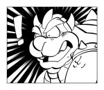  ! 2019 black_and_white border bowser komdog mario_bros monochrome nintendo shocked video_games 