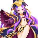  1girl 342_(artist) bangs bow bow_bra bra chinese_clothes facial_mark fate/grand_order fate_(series) flat_chest forehead hair_ornament hair_scrunchie long_hair looking_at_viewer parted_bangs pelvic_curtain purple_eyes purple_hair ribbon_bra scrunchie shiny shiny_hair shiny_skin simple_background solo standing string_bra underwear very_long_hair white_background wide_sleeves wu_zetian_(fate/grand_order) yellow_scrunchie 