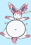  2018 dullpoint eeveelution female hi_res navel nintendo obese obese_female overweight overweight_female pok&eacute;mon pok&eacute;mon_(species) ribbons simple_background solo sylveon tanya_(dullpoint) video_games 