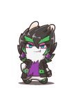  2023 absurd_res amethyst_(gem) anthro belt belt_buckle bent_arm black_boots black_clothing black_footwear black_hair black_handwear black_jacket black_mittens black_topwear blue_eyes boots buckle cel_shading charisuke closed_smile clothed clothed_anthro clothed_female clothing colored crossover digital_drawing_(artwork) digital_media_(artwork) ear_piercing edge_(mario_plus_rabbids) eyebrows eyelashes eyelashes_through_hair featureless_crotch female female_anthro flat_chested footwear full-length_portrait fur gem green_belt green_eyebrows green_hair hair hand_on_hip hand_on_own_hip handwear hi_res jacket japanese_description lagomorph light lighting long_ears looking_at_viewer mammal mario_bros mario_plus_rabbids_sparks_of_hope mittens mouth_closed multicolored_hair narrowed_eyes nintendo open_belt open_clothing open_jacket open_topwear pantsless_anthro pantsless_female piercing portrait purple_clothing purple_ear_piercing purple_eyelids purple_shirt purple_topwear rabbid raving_rabbids rayman_(series) shaded shirt shoes short_hair short_legs simple_background smile smiling_at_viewer solo spiky_hair squint standing straight_arm tan_body tan_inner_ear tan_skin thick_eyebrows topwear torn_clothing torn_shirt torn_topwear translucent translucent_hair two_tone_hair ubisoft white_background white_body white_fur 