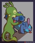  alien anal anus balls blush bodily_fluids butt digital_media_(artwork) disney duo erection experiment_(species) felix_(lilo_and_stitch) fur hi_res lilo_and_stitch male male/male open_mouth oral penis rimming sex simple_background smile stitch tongue tongue_out vitrex 