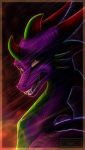  2015 digital_media_(artwork) dragon feral horn looking_at_viewer purple_scales scales skaydie solo spines teeth 