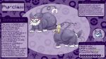  anthro big_butt blossonflower butt claws duo fan_character fangs female feral generation_1_pokemon generation_4_pokemon hi_res huge_butt long_ears male meowth nintendo overweight pokemon pokemon_(species) prehensile_tail pupils purugly red_eyes slit_pupils tail teeth text thick_thighs 