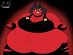  2025 artist_logo artist_name belly belly_overhang big_belly big_breasts black_background black_bottomwear black_clothing black_eyes black_fingerless_gloves black_gloves black_hair black_handwear black_horn black_lips black_pants black_topwear bottomwear breasts chubby_cheeks clothing colored demon digital_media_(artwork) eyelashes female fingerless_gloves flat_colors gloves hair handwear hellaverse helluva_boss hi_res horn huge_belly huge_breasts huge_thighs humanoid hyper hyper_belly hyper_thighs imp lips logo looking_at_viewer markings millie_(helluva_boss) mole_(marking) morbidly_obese morbidly_obese_female morbidly_obese_humanoid navel not_furry obese obese_female obese_humanoid otakutacoag overweight overweight_female overweight_humanoid pants portrait red_body red_skin simple_background smile smiling_at_viewer solo striped_horn stripes teeth text thick_thighs three-quarter_portrait three-quarter_view tight_clothing topwear torn_bottomwear torn_clothing torn_pants weight_gain white_horn yellow_sclera 