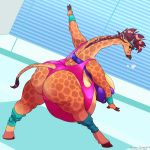  1:1 anthro areola belly big_belly big_breasts big_butt bodily_fluids breasts butt female giraffe giraffe_mom giraffid huge_breasts huge_butt javanshir lactating mammal mature_female pregnant solo 