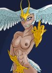  5_fingers absurd_res animal_humanoid avian avian_humanoid blood bodily_fluids breasts claws crystal_knight_(artist) demon devilman_(series) feathers female hi_res humanoid looking_at_viewer mammal nipples sirene_(devilman) solo wings 