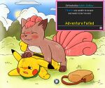  after_fight ambiguous_penetration bag blissful_mouth blush brown_eyes canid canine defeat_sex defeated detailed_background digital_media_(artwork) digitigrade dominant dominant_male duo english_text female female_penetrated feral feral_on_feral feral_penetrated feral_penetrating feral_penetrating_feral fox from_behind_position front_view game_over gameplay_mechanics generation_1_pokemon grin gui hand_on_head hi_res interspecies kerchief kerchief_only krita_(artwork) looking_at_object lying male male/female male_on_top male_penetrating male_penetrating_female mammal mostly_nude motion_lines mouse multi_tail multicolored_body murid murine neckerchief neckerchief_only neckwear nintendo notched_ear on_front on_top paws penetration pikachu pinned pivoted_ears pokemon pokemon_(species) pokemon_mystery_dungeon questionable_consent reaching reaching_for_object red_body red_cheeks rodent sakrem scuff_marks sex smile spike_chunsoft tail text text_box three-quarter_view vulpix wonder_orb yellow_body 