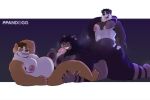  all_fours almond_(himburr) anthro anthro_on_anthro anthro_penetrated anthro_penetrating anthro_penetrating_anthro bear beard bedroom_eyes belly big_belly big_moobs big_nipples blush breast_play breasts breath butt butt_grab canid canine canis cheshire_(himburr) cheshire_cat_(species) countershading domestic_dog facial_hair facial_piercing fangs from_behind_position giant_panda group hair hand_on_butt hi_res horn hybrid larger_male leg_markings long_hair looking_at_another looking_at_partner looking_pleasured lying male male/male male_penetrated male_penetrating male_penetrating_male mammal markings moobs motion_lines narrowed_eyes nipples nose_piercing nose_ring on_back open_mouth overweight overweight_male pang_(ppandogg) penetration piercing ppandogg qinling_panda ring_piercing seductive septum_piercing septum_ring sex size_difference smaller_male smile socks_(marking) stripes teeth thick_thighs titfuck tongue tongue_out trio 