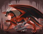  2018 5_fingers absurd_res anthro anthro_on_feral anthro_penetrated balls belly_riding bestiality black_sclera bodily_fluids bound canid canine canis collar cum cum_in_ass cum_inside detailed_background digital_media_(artwork) dragon feral feral_penetrating feral_penetrating_anthro genital_fluids hi_res horn hybrid know larger_feral larger_male leash male male/male male_on_anthro male_on_feral male_penetrated male_penetrating mammal membrane_(anatomy) membranous_wings orange_eyes penetration penis scalie sergeantyakirr sex size_difference smaller_anthro smaller_male smile standing teeth western_dragon wings wolf 