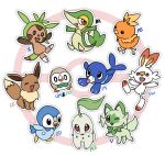  absurdres black_eyes blush brown_eyes chespin chikorita closed_eyes commentary_request eevee english_commentary highres korean_commentary mixed-language_commentary no_humans one_eye_closed open_mouth piplup pokemon pokemon:_let's_go_pikachu!_and_let's_go_eevee! pokemon_(creature) pokemon_black_2_and_white_2 pokemon_brilliant_diamond_and_shining_pearl pokemon_legends:_arceus pokemon_legends:_z-a pokemon_omega_ruby_and_alpha_sapphire pokemon_scarlet_and_violet pokemon_sun_and_moon pokemon_sword_and_shield pokemon_ultra_sun_and_ultra_moon pokemon_x_and_y popplio purple_eyes r_(pwmh2732) rowlet scorbunny smile snivy sprigatito torchic 