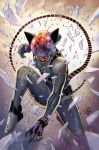  1boy 1girl absolute_batman absolute_dc animal_ear_helmet animal_helmet back_spikes bat_mask batman batman_(absolute_dc) batman_(series) batman_symbol cat_helmet cat_mask catsuit catwoman catwoman_(absolute_dc) catwoman_(comic) commentary dc_comics english_commentary highres leather_suit mask multicolored_suit original partially_opaque_helmet reflective_mask tonydanielx2 two-tone_suit 