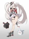  1girl animal_ears black_gloves black_panties boots braid breasts frills full_body gloves half_gloves hat heart high_heels highres honkai:_star_rail honkai_(series) long_hair looking_at_viewer panties rabbit_ears red_eyes skirt solo sparkle_(honkai:_star_rail) sparxie_(honkai:_star_rail) standing thigh_strap thorn_(kmconceptart) top_hat twintails underwear very_long_hair white_hair white_skirt 