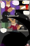 absol absurd_res ambiguous_gender angry beta1m brown_body brown_fur clothed clothing comic digital_media_(artwork) dipstick_tail eevee english_text fighting_pose fur generation_1_pokemon generation_2_pokemon generation_3_pokemon generation_7_pokemon group hi_res krita_(artwork) lycanroc male markings meganium nintendo one_arm pawpads pokemon pokemon_(species) pose sharp_teeth standing tail tail_markings teeth text trio