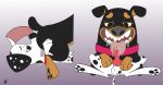  101_dalmatian_street 101_dalmatians 69_position absurd_res adamb/fluffy animal_genitalia animal_penis balls black_nose bodily_fluids canid canine canine_penis canis collar cunnilingus dalmatian digital_media_(artwork) disney domestic_dog duo dylan_(101_dalmatians) female feral hi_res licking lying male male/female mammal mastiff molosser oral paws penile penis penis_lick rottweiler roxy_(101_dalmatians) saliva sex signature simple_background spots tongue tongue_out vaginal 