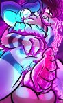 azura_racon_(fursona) azuraracon balls belly_grab bioluminescence breast_squish breasts chiro_(skweekers) duo emolga eyewear face_grab female finger_in_mouth generation_2_pokemon generation_5_pokemon genitals glasses glowing grope hi_res imminent_sex male male/female nintendo penis pokemon pokemon_(species) possesive ridged_penis smeargle squish vulva
