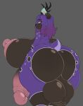 absurd_res anthro antlers areola balls barbell_piercing big_balls big_breasts big_butt big_penis breasts brown_balls brown_body brown_breasts brown_skin butt deer eyelashes eyewear genitals glasses gradient_body grey_background gynomorph hair hi_res horn huge_balls huge_breasts huge_butt huge_penis hyper hyper_balls hyper_breasts hyper_butt hyper_genitalia hyper_penis intersex long_eyelashes long_hair looking_at_viewer looking_back looking_pleasured mammal markings nipple_piercing nipples p0verteils penis piercing ping_(superpingmc) puffy_nipples purple_body purple_skin scut_tail short_tail simple_background smile smirk solo spots spotted_body tail yellow_eyes