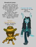 1_eye 2026 ambiguous_gender anthro antlers bandage bandage_on_face bandage_on_nose biped black_hair brown_hair character_name clothed clothing cowboy_hat deer deltarune dess_holiday digital_drawing_(artwork) digital_media_(artwork) duo elemental_creature english_description english_text fan_character female flora_fauna flower flower_creature fur gun hair hair_over_eyes handgun hat headgear headwear hi_res holding_gun holding_handgun holding_knife holding_object holding_ranged_weapon holding_revolver holding_weapon horn humanoid knife kris_dreemurr long_hair mammal multiple_images new_world_deer plant ranged_weapon revolver scarf scepticskeptic short_hair simple_background teal_body teal_fur text undertale_(series) weapon wearing_hat white_background yellow_body yellow_skin