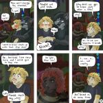 1:1 6_panel_comic anthro artist_logo black_body black_hair black_sclera blonde_hair blue_eyes blush border_collie brown_eyes canid canine canis cheek_tuft cigarette clothing collie comic controller dialogue domestic_dog drugs english_text facial_tuft fur grey_body grey_fur group hair herding_dog hi_res holding_blunt holding_controller holding_object holding_remote_control husky hybrid jeremy_(kriek_wildebeest) kriek_wildebeest logo lounging male mammal marijuana marijuana_blunt multiple_scenes nervous nordic_sled_dog page_number pastoral_dog portuguese_water_dog pressing_button ravi_(kriek_wildebeest) red_hair remote_control repeating_question sheepdog shirt smoking smoking_cigarette speech_bubble spitz sweater t-shirt text tom_(kriek_wildebeest) toothy_grin topwear trio tuft wolf yellow_body yellow_eyes yellow_fur