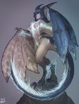  2019 absurd_res alternate_species anthro breasts capcom dragon female flying_wyvern hair hi_res humanoid humanoidized legiana monster_hunter muhut nude solo video_games wyvern yellow_eyes 