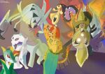 aegislash arthropod felid female froslass fur generation_3_pokemon generation_4_pokemon generation_5_pokemon generation_6_pokemon generation_7_pokemon golisopod group hi_res humanoid insect jaguar legu_lefelin legu_lefelin_(character) male mammal mawile melee_weapon nintendo open_mouth orange_body orange_fur pantherine pokemon pokemon_(species) pokemon_trainer reptile scalie serperior snake standing sword volcarona weapon
