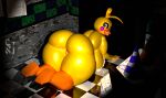 2026 3_toes 3d_(artwork) 4_fingers all_fours animatronic anthro anus anus_peek avian beak bib big_breasts big_butt bird blue_eyes breasts butt checkered checkered_floor chicken clothing digital_media_(artwork) feet female fingers five_nights_at_freddy's five_nights_at_freddy's_2 full-length_portrait furniture galliform glistening glistening_body hat headgear headwear hi_res huge_breasts huge_butt huge_thighs impaer_jaster inside looking_back machine non-mammal_breasts on_ground open_mouth party_hat phasianid pink_clothing pink_thong pink_underwear portrait puffy_anus rear_view reflective_floor robot robot_anthro scottgames solo surprised table thick_thighs thong toes toy_chica_(fnaf) underwear watermark