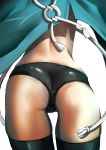  1girl absurdres ass ass_focus black_legwear black_panties close-up fate/grand_order fate_(series) from_behind haori highres japanese_clothes legs_apart okita_souji_(fate) okita_souji_(fate)_(all) pakotaroh panties shinsengumi simple_background solo thighhighs thighs underwear white_background 