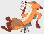  2019 anthro bottomwear canid canine clothed clothing disney fox fur green_eyes hi_res male mammal nick_wilde sasamaru simple_background topless zootopia 