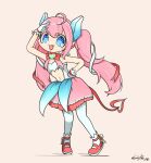 2021 2_horns 4_fingers absurd_res accessory arms_bent bangs bent_legs biped blue_eyes blue_horn blush chibidoki clothed clothed_female clothed_humanoid clothing colored digital_drawing_(artwork) digital_media_(artwork) dress eye_through_hair eyebrow_through_hair eyebrows fangs female female_humanoid fingers flat_colors footwear full-length_portrait fully_clothed fully_clothed_female fully_clothed_humanoid gloves hair hair_accessory hair_ribbon hand_on_hip hand_on_own_hip handwear heart_cutout heart_pupils heart_symbol hi_res horn horned_humanoid humanoid humanoid_pointy_ears kjh_22 leggings legwear light lighting long_hair long_tail multicolored_clothing multicolored_dress multicolored_horn navel noseless not_furry pigtails pink_mouth pointy_ears portrait pupils red_bow red_clothing red_footwear red_ribbon red_shoes red_tail ribbons shaded shielding_eyes shoes simple_background slim_female slim_humanoid solo spade_tail tail tailed_humanoid tan_background tan_body tan_skin teeth translucent translucent_hair vtuber white_clothing white_dress white_gloves white_handwear white_leggings white_legwear white_pupils white_ribbon