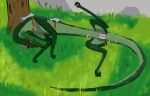 avatar:_the_last_airbender eel_hound female feral hi_res kuvik lying nickelodeon on_side outside plant presenting saddle solo spread_legs spreading tree
