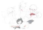 2026 ambiguous_gender anthro avian avian_feet black_tail blood blood_on_hand blood_on_leg bodily_fluids cannibalism corpse countershading death digital_drawing_(artwork) digital_media_(artwork) duo eating feathers female female_anthro firealpaca_(artwork) fluffy fraid_(species) genital_fluids genitals gore grey_body grey_feathers grin guts hard_vore hi_res holding_feather intestines jejejunum lying multicolored_body multicolored_feathers neck_tuft on_side onomatopoeia organs proboscis_(anatomy) ribs sharp_teeth shrike_(jejejunum) simple_background smile solid_circle_eyes sound_effects tail teeth text tuft two_tone_body two_tone_feathers vaginal_fluids vore vulva weapon white_background white_body white_countershading white_feathers x_eyes