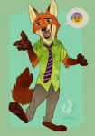  2019 anthro canid canine clothed clothing disney f0x-hunt fox fur green_eyes male mammal nick_wilde simple_background zootopia 