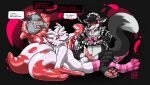 4_tails abstract_background animate_inanimate anthro black_body black_fur blush bodily_fluids boss_monster_(undertale) bovid canid canine caprine clothed clothing clothing_lift crossdressing_male d682 dialogue dress dress_lift drooling duo english_text footwear fox fox_tail fur genitals goat goat_boy9_(character) grey_body grey_fur hi_res horn hypnosis internal latex latex_clothing latex_dress latex_skinsuit leash leash_pull legwear living_clothing maid_uniform male mammal mind_control multi_tail panicking pattern_clothing pattern_footwear pattern_legwear pattern_socks penis pink_bow pink_clothing pink_footwear pink_socks presenting presenting_penis red_clothing red_skinsuit saliva shiro_(goat_boy9) skinsuit sockfox socks speech_bubble spiral spiral_eyes striped_body striped_clothing striped_footwear striped_fur striped_socks stripes submissive submissive_male tail text tight_clothing trapped uniform white_body white_clothing white_fur white_skinsuit worried