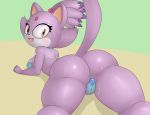  big_butt blaze_the_cat blush breasts butt domestic_cat felid feline felis female hi_res huge_butt looking_back mammal nipples pachislot ruruduu smile solo sonic_(series) 