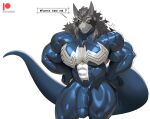 2026 abs absurd_res anthro big_penis black_latex bodysuit clothing cxcxxcxxxx dialogue dragon english_text fur furred_dragon furred_scalie genitals grey_body grey_fur grey_hair hair hi_res humanoid_genitalia humanoid_penis latex latex_bodysuit latex_clothing latex_skinsuit male marvel moobs multicolored_bodysuit multicolored_clothing multicolored_skinsuit muscular muscular_anthro muscular_male mythological_creature mythological_scalie mythology orange_eyes pecs penis scalie simple_background skinsuit solo speech_bubble tail text thick_thighs tight_clothing two_tone_bodysuit two_tone_clothing two_tone_skinsuit vein veiny_penis venom_(marvel) white_background white_latex yellow_sclera