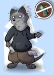  anthro bodily_fluids bottomwear clothed clothing domestic_ferret embarrassed fur grey_fur hoodie mammal mustela mustelid musteline resachii shorts sweat topwear 