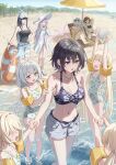  6+girls absurdres ahoge aqua_hair arius_squad_(blue_archive) arius_student_(gl)_(blue_archive) arius_student_(smg)_(blue_archive) atsuko_(blue_archive) atsuko_(swimsuit)_(blue_archive) baseball_cap beach beach_umbrella bikini black_bikini black_camisole black_hair black_tank_top blonde_hair blue_archive blue_eyes blue_hair blue_halo braid breasts camera camisole cleavage colored_inner_hair commentary_request cross_halo denim denim_shorts eyewear_on_head flat_chest floral_print floral_print_bikini floral_print_one-piece_swimsuit flower food food_in_mouth grey_hair grey_shorts hair_flower hair_ornament hair_over_one_eye halo hand_on_own_hip hat highres hiyori_(blue_archive) hiyori_(swimsuit)_(blue_archive) holding holding_camera holding_food holding_popsicle holding_swim_ring large_breasts long_hair long_sleeves low_twin_braids maia_(blue_archive) misaki_(blue_archive) misaki_(swimsuit)_(blue_archive) multicolored_hair multiple_girls navel official_alternate_costume open_mouth orange_bikini outdoors pink_halo popsicle popsicle_in_mouth print_bikini purple_eyes purple_hair purple_halo sand saori_(blue_archive) saori_(swimsuit)_(blue_archive) shore short_hair shorts side_ponytail simoumi_217 sky smile subaru_(blue_archive) sun_hat sunglasses swim_ring swimsuit tank_top twin_braids two-tone_hair umbrella white_bikini white_halo white_hat 