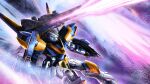  arm_shield armor armor_skirt battle beam_cannon beam_rifle blue_armor earth_federation energy_beam energy_cannon energy_gun energy_wings exhaust feet_out_of_frame firing from_side glowing glowing_eyes green_eyes gundam gundam_battle_operation_2 highres holding holding_energy_gun holding_weapon knee_up looking_to_the_side mecha mecha_focus mobile_suit multicolored_armor no_humans official_art robot science_fiction shoulder_armor shoulder_cannon solo space tenjin_hidetaka v-fin v2_assault-buster_gundam v2_gundam victory_gundam weapon white_armor yellow_armor zero_gravity 