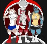  anthro boxers_(clothing) bulge canid canine clothing gammauzumaki ghunter group hunterramirez lucario male mammal nintendo pok&eacute;mon pok&eacute;mon_(species) underwear video_games 