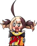  0_0 1girl ahoge blonde_hair blush brown_hair commentary ddolbang expressive_hair gigi_murin gigi_murin_(1st_costume) highres hololive hololive_english hood hood_down long_sleeves medium_hair multicolored_hair nose_blush open_mouth scared solo transparent_background twintails two-tone_hair upper_body virtual_youtuber 