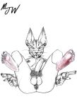 2024 absurd_res anal_hair anthro anus balls black_nail_polish black_nails breasts circumcised clothing colored_nails countershade_feet countershading domestic_cat ear_piercing egyptian_mau erection eyebrow_piercing facial_piercing fangs feet felid feline felis flesh_tunnel foot_focus footwear furrowed_eyebrows genitals gun handgun hi_res holding_gun holding_object holding_ranged_weapon holding_weapon humanoid_feet legs_up long_ears long_nails male mammal mjw_darkmode nails nipple_piercing nipples penis piercing plantigrade pubes pupils ranged_weapon revolver shoes signature simple_background sketch slit_pupils small_pupils smile smiling_at_viewer soles solo teeth tongue tongue_out tongue_piercing traditional_media_(artwork) weapon whiskers white_background